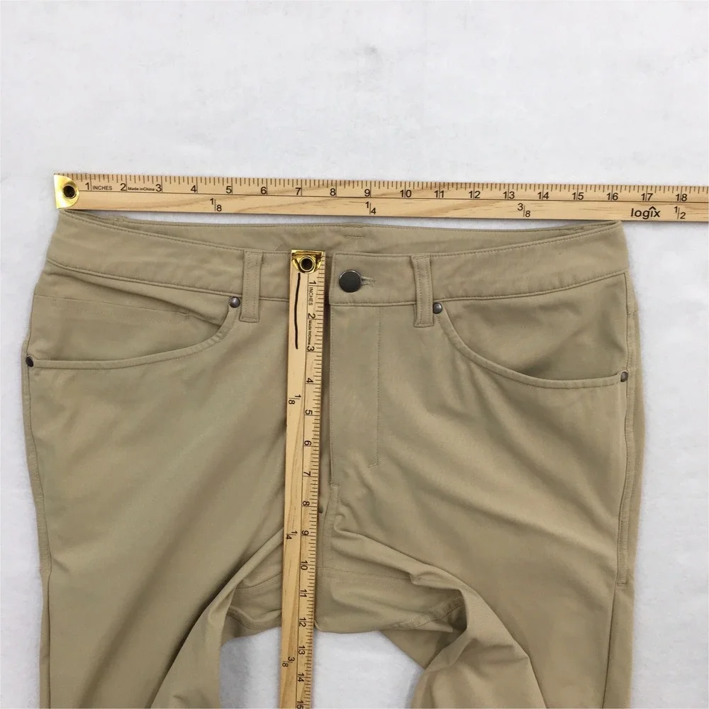 Lululemon ABC Pant Slim Fit Warpstreme Khaki Tan Mens Size 32 Casual Trousers